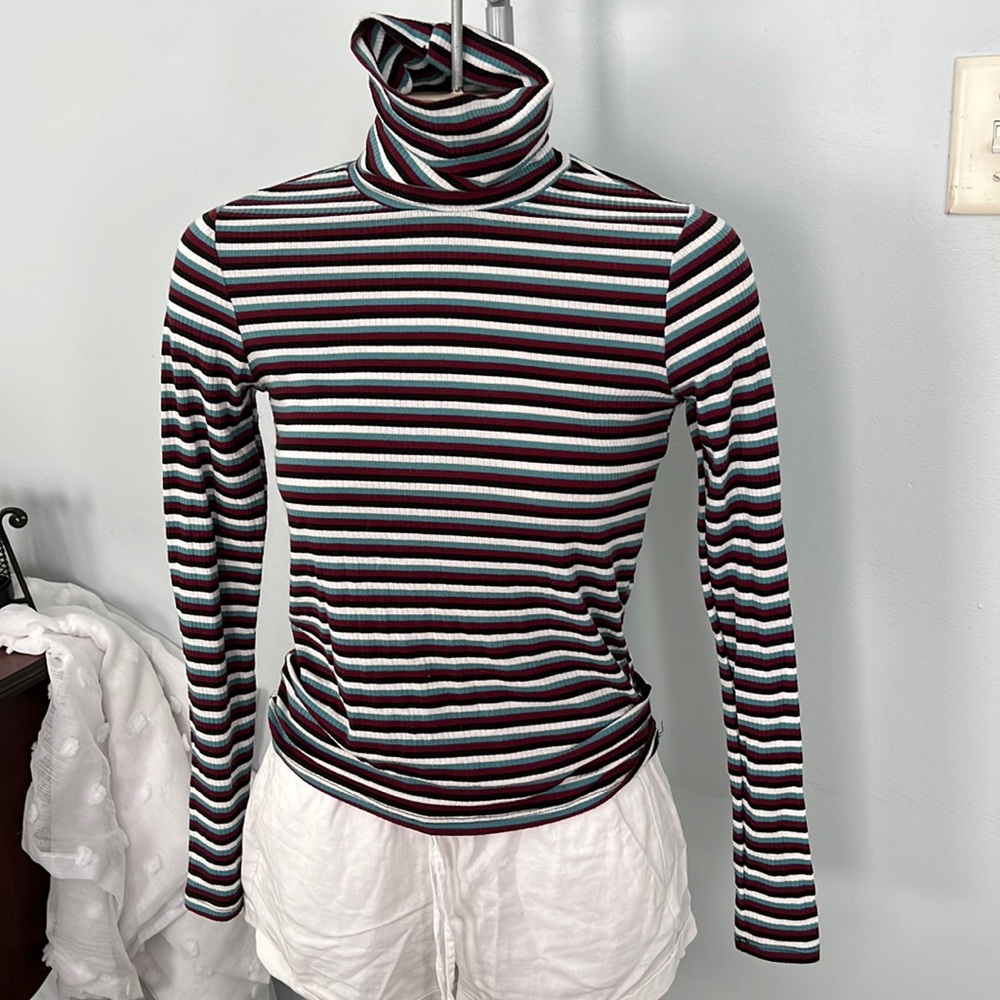 Eye candy striped turtle neck